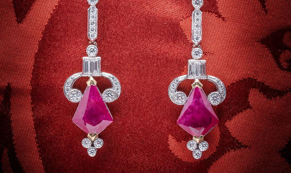 Four Fancy Cut Rubies Augmented by Diamonds