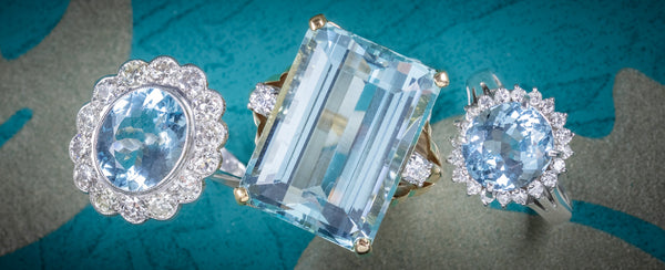 Three Fine Aquamarine Diamond Rings