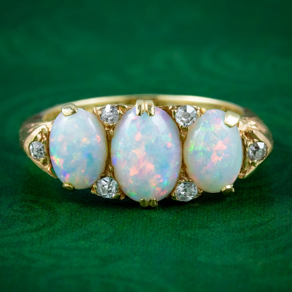 Antique Edwardian Opal Diamond Ring Of Opal Dated 1904