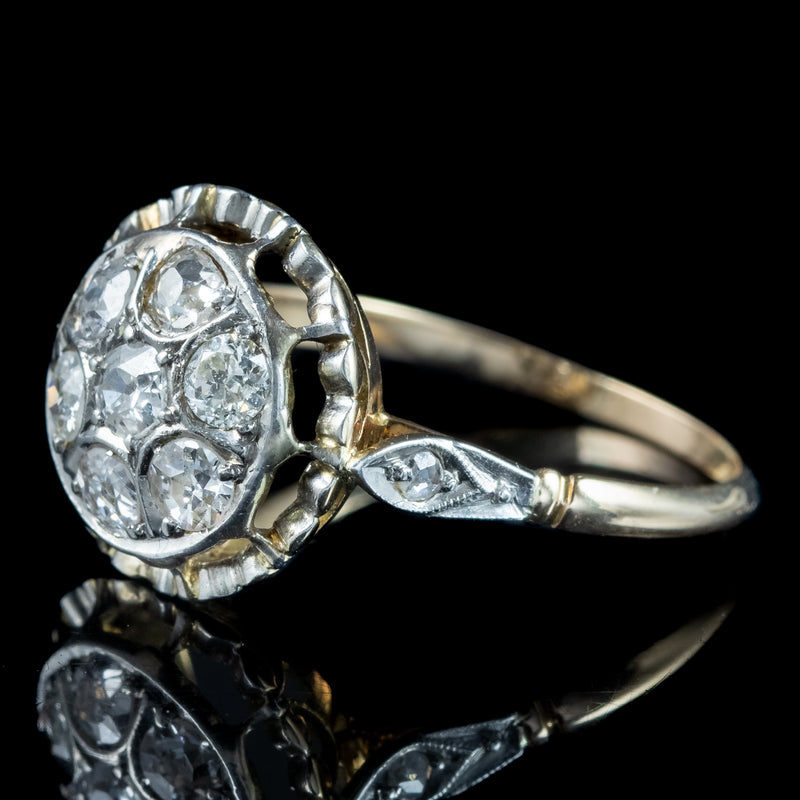 Antique Victorian Diamond Cluster Ring 0.80ct Total
