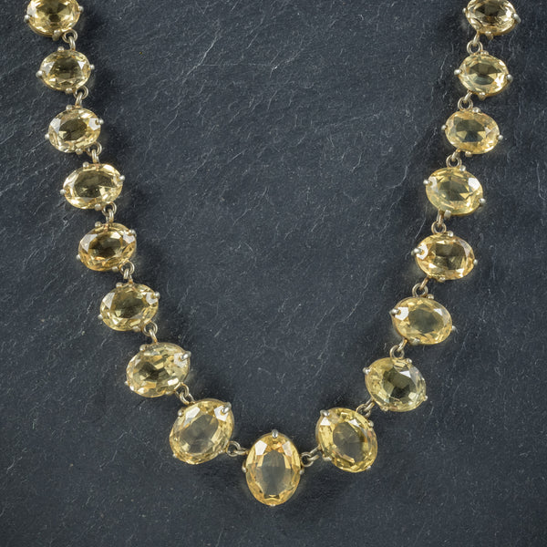 Antique Victorian Citrine Necklace Gold Gilt Circa 1900 Antique