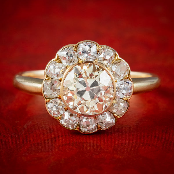 Antique Victorian Fancy Diamond Daisy Cluster Ring Total