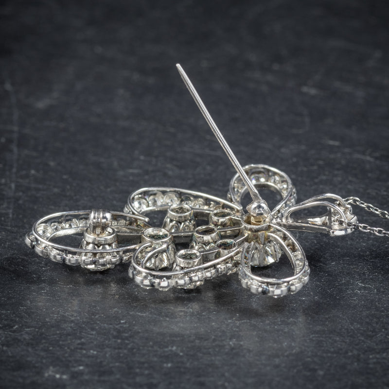 Diamond Pendant Necklace Platinum Brooch 4cts of Diamond PINUP