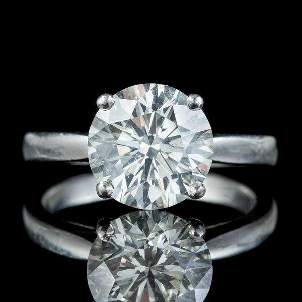 Edwardian Style Diamond Solitaire Engagement Ring 3.67Ct Diamond With Cert