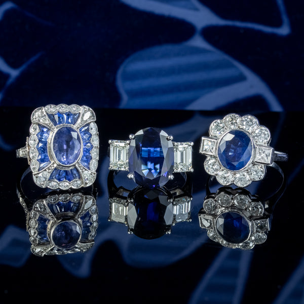 Three Coloured Sapphire Diamond Rings