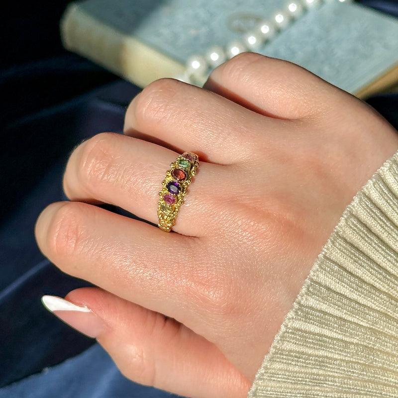 Antique Georgian Gemstone Acrostic Ring Spells Regard