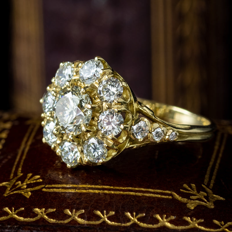 Victorian Style Diamond Cluster Ring 2.4ct Total