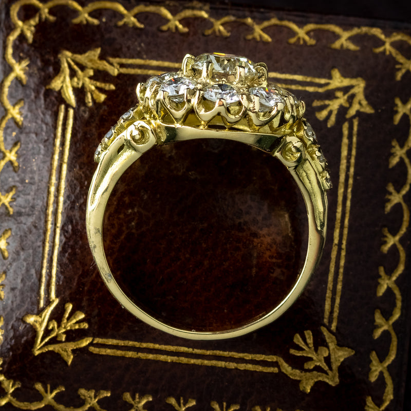 Victorian Style Diamond Cluster Ring 2.4ct Total