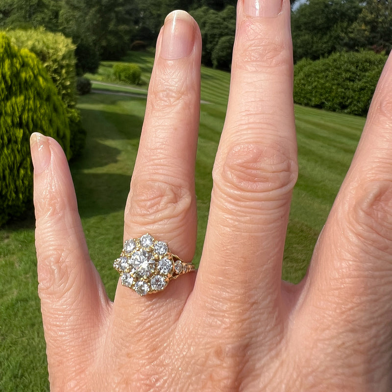 Victorian Style Diamond Cluster Ring 2.4ct Total