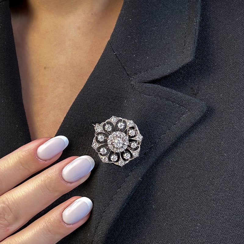 Antique Victorian Diamond Pendant Brooch 2ct Total With Box