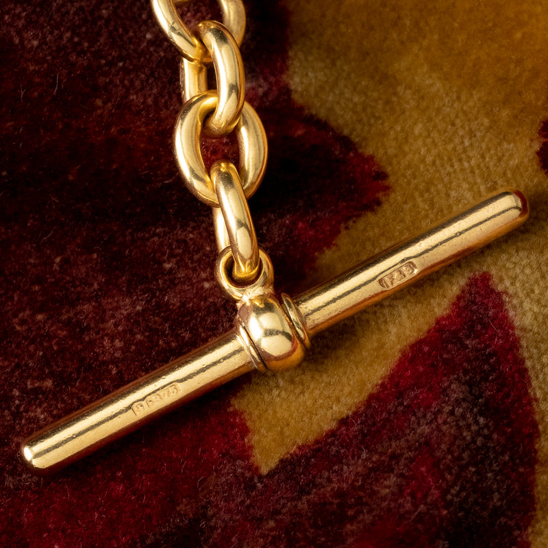 Antique Victorian Albert Chain Solid 9ct Gold With T Bar