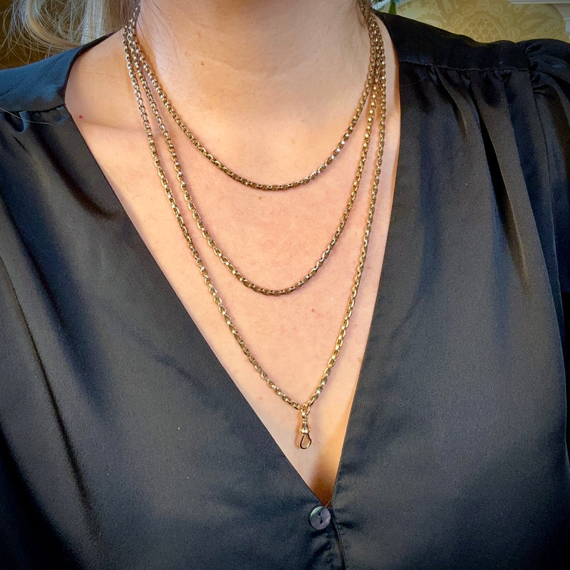 Antique Victorian Guard Chain 9ct Gold 62 Inch