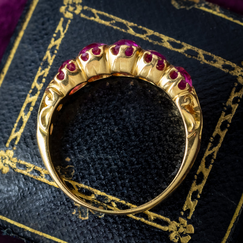 Antique Victorian Pink Sapphire Five Stone Ring 1.9ct Total