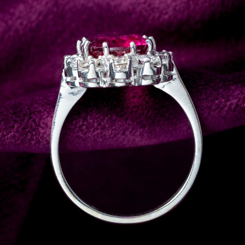 Vintage Tourmaline Diamond Cluster Ring 5ct Pink Tourmaline