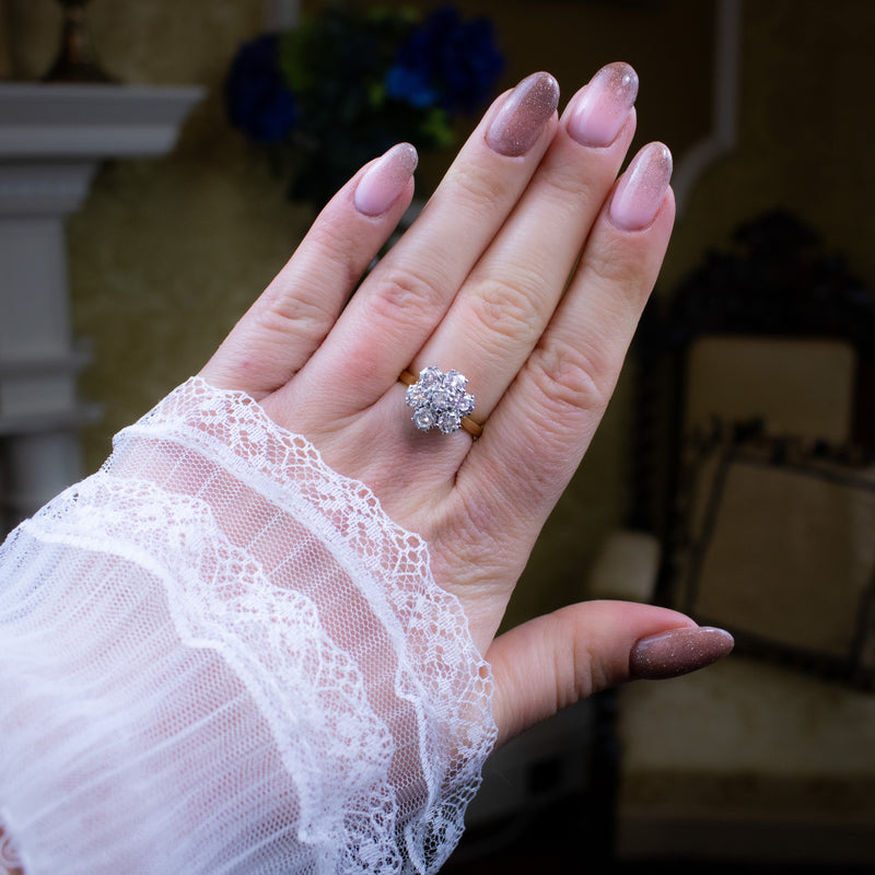 Vintage Diamond Cluster Ring 2.1ct Total Dated 1962