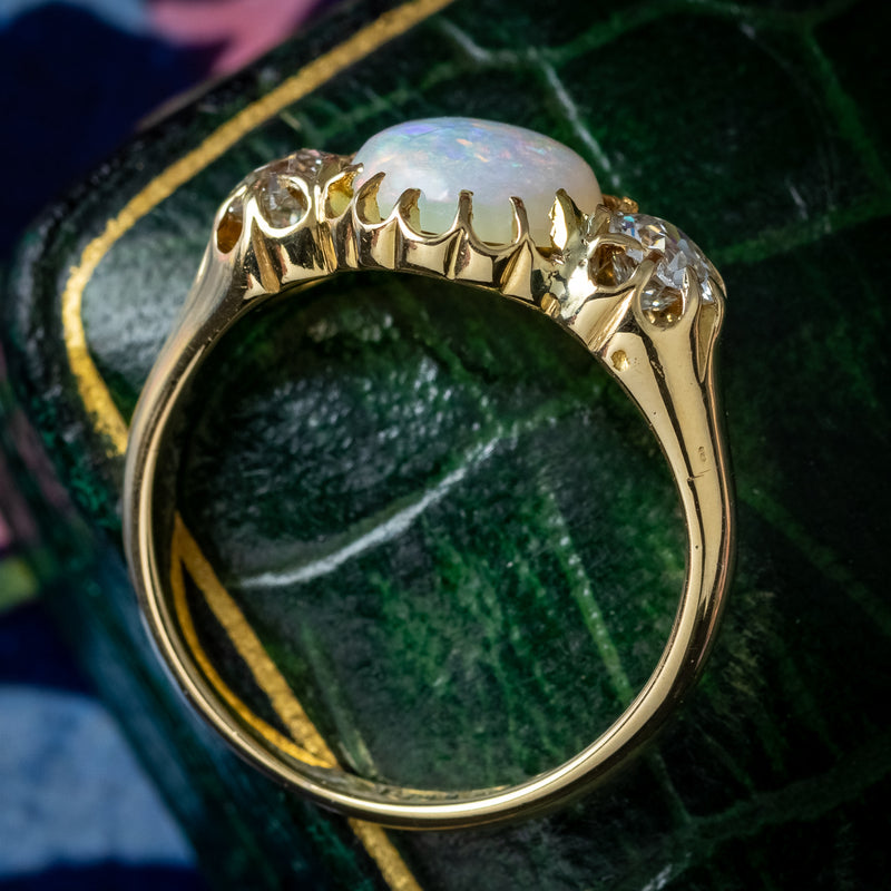 Antique Victorian Opal Diamond Trilogy Ring 