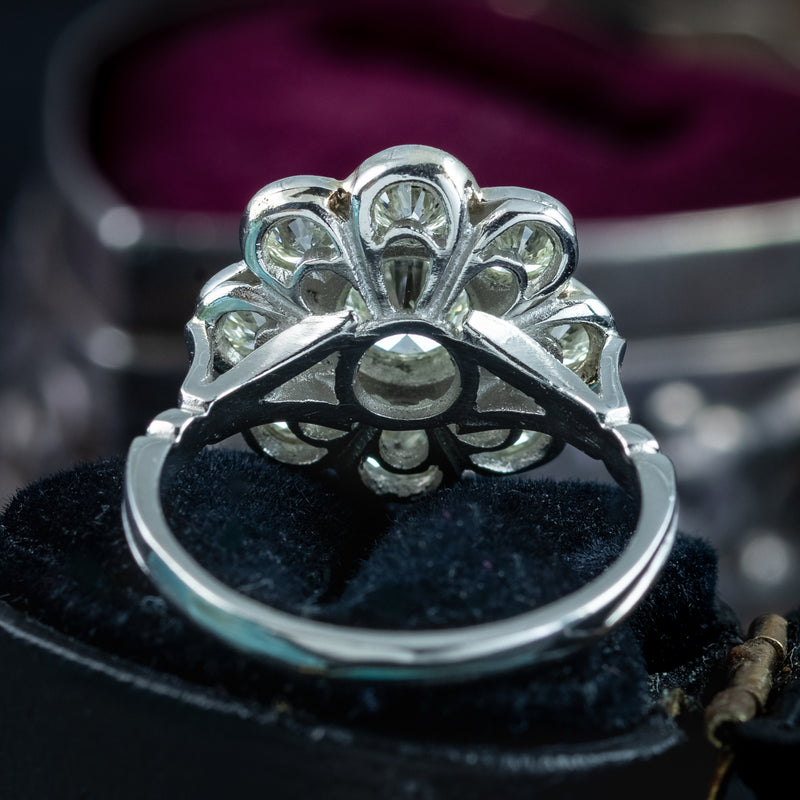 Edwardian Style Diamond Cluster Ring 2.36ct Total