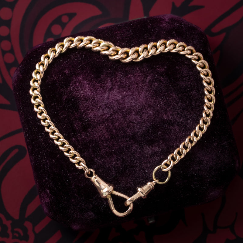 Antique Victorian Albert Bracelet 9ct Gold Curb Chain