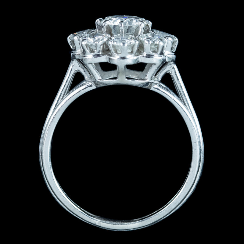 Antique Art Deco French Diamond Daisy Cluster Ring 1.4ct Total