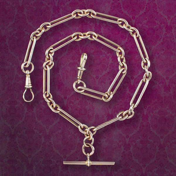 Antique Edwardian Albert Chain 9ct Rose Gold Dated 1916