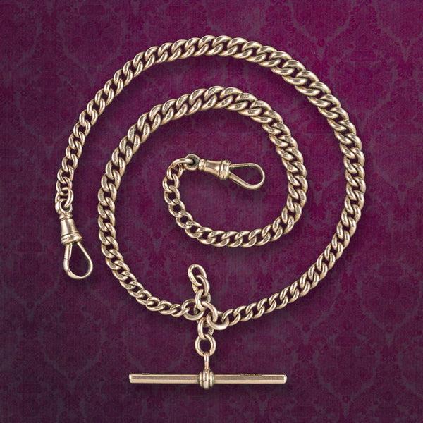 Antique Edwardian Albert Chain 9ct Gold Dated 1915