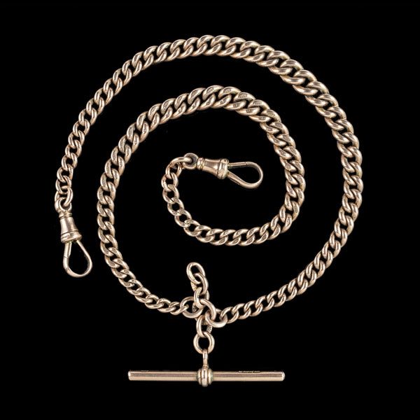 Antique Edwardian Albert Chain 9ct Gold Dated 1915