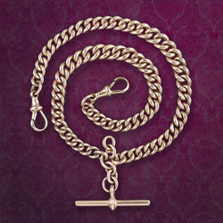 Antique Edwardian Albert Chain 9ct Rose Gold 