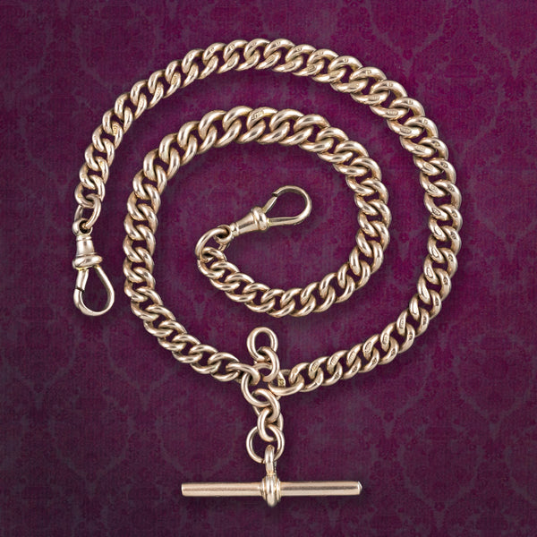 Antique Edwardian Albert Chain 9ct Rose Gold 