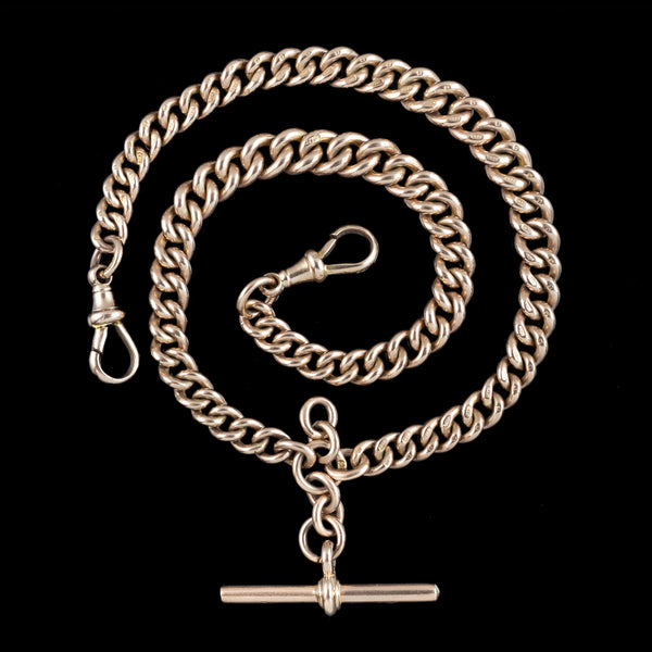 Antique Edwardian Albert Chain 9ct Rose Gold 