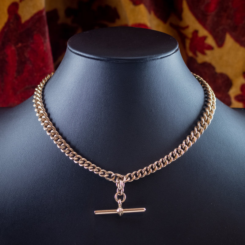 Antique Edwardian Albert Chain 9ct Rose Gold 