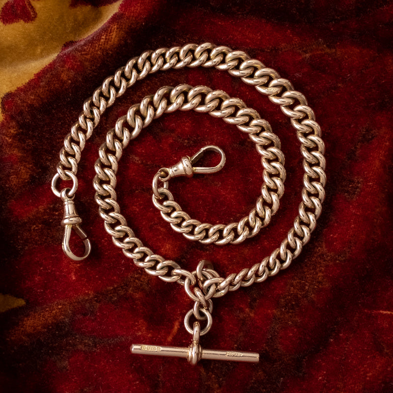 Antique Edwardian Albert Chain 9ct Rose Gold 