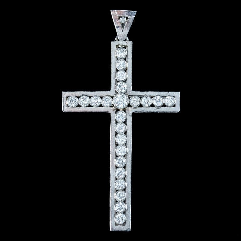 Antique Edwardian Diamond Cross Pendant Platinum 1.2ct Diamond