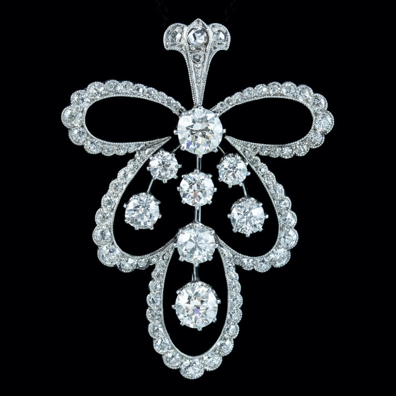 Antique Edwardian Diamond Pendant Necklace Platinum 4ct Of Diamond