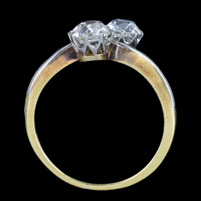 Antique Edwardian Diamond Toi Et Moi Twist Ring 1.3ct Total