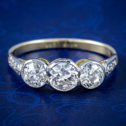 Antique Edwardian Diamond Trilogy Ring 1.7ct Total
