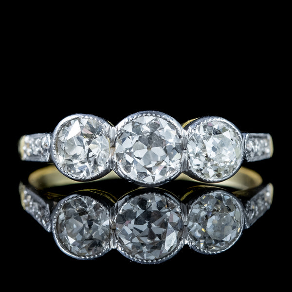 Antique Edwardian Diamond Trilogy Ring 1.7ct Total