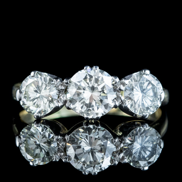 Antique Edwardian Diamond Trilogy Ring 1.8ct Total