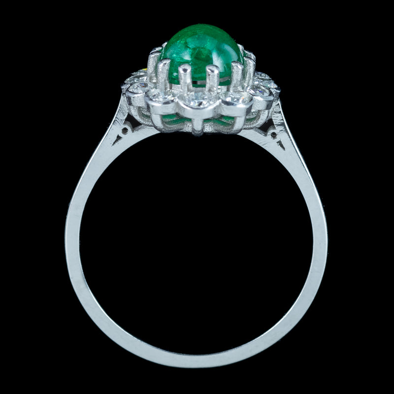 Antique Edwardian Emerald Diamond Daisy Cluster Ring 1.7ct Emerald