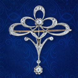 Antique Edwardian French Belle Epoque Diamond Brooch 18ct Gold 