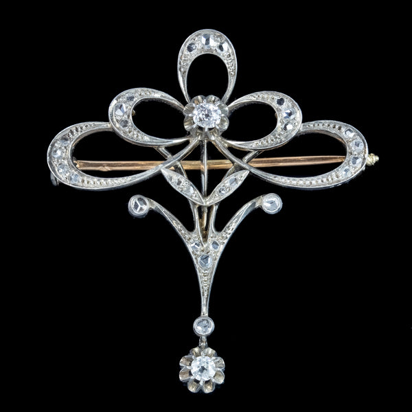 Antique Edwardian French Belle Epoque Diamond Brooch 18ct Gold 