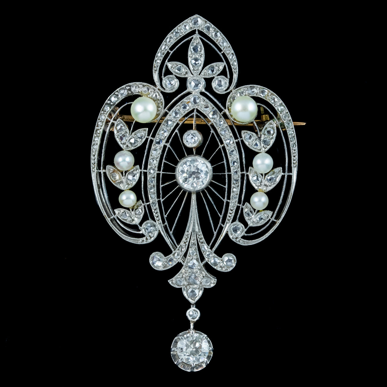 Antique Edwardian French Belle Epoque Diamond Pearl Brooch – Antique ...