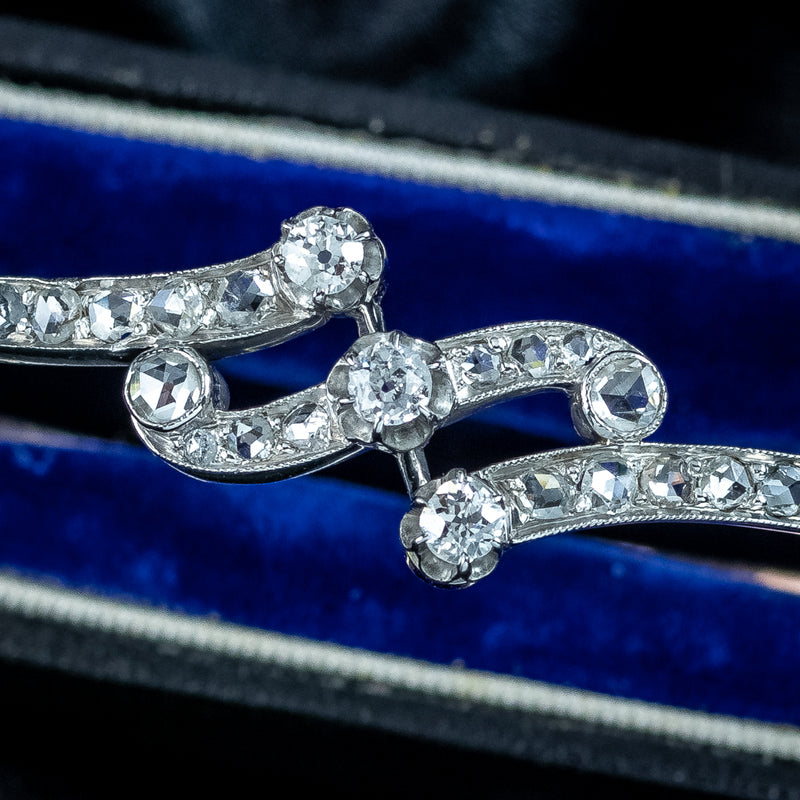 Antique Edwardian French Diamond Bangle Platinum 18ct Gold 