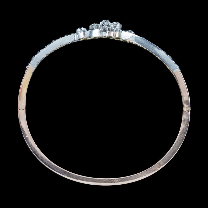 Antique Edwardian French Diamond Bangle Platinum 18ct Gold 