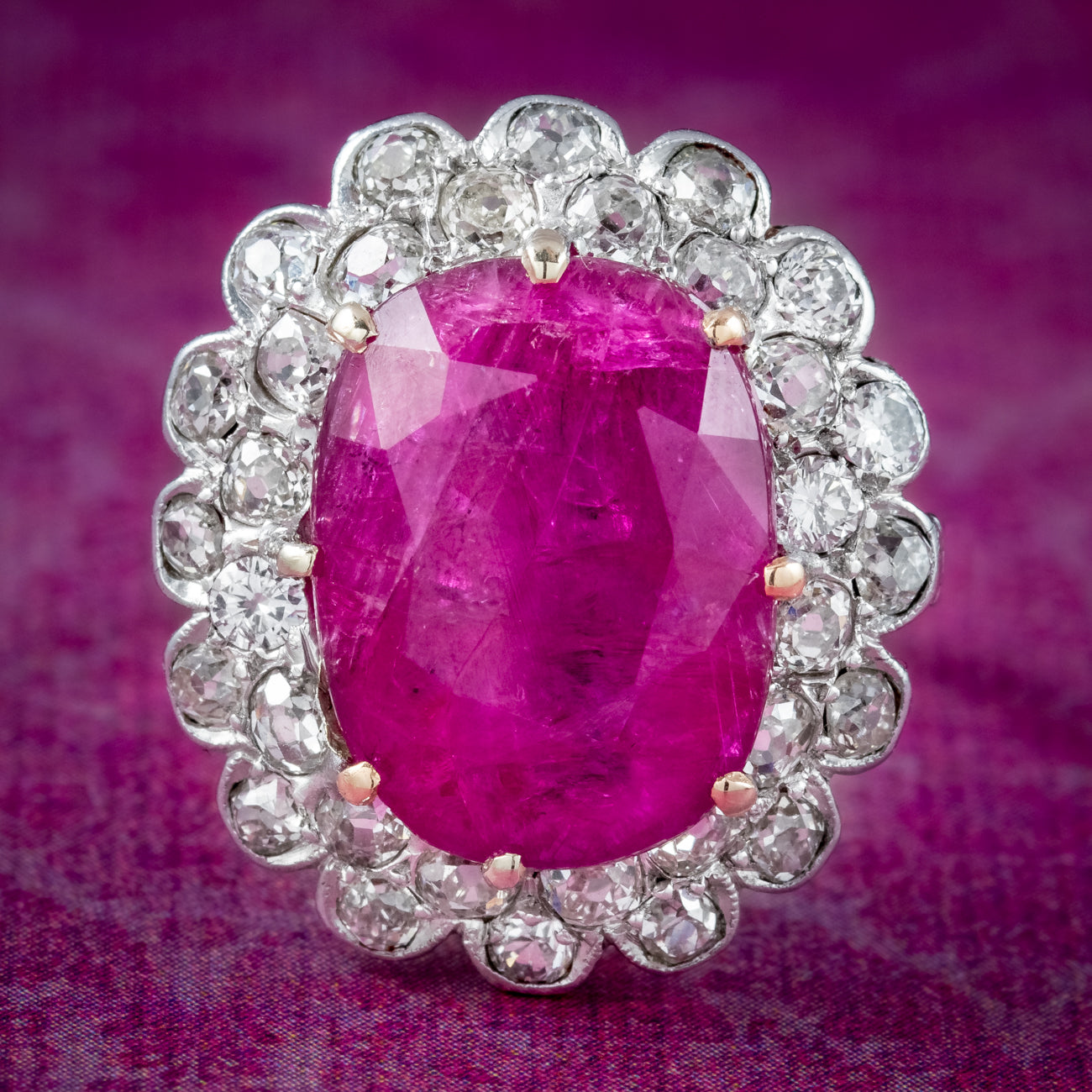Antique Edwardian French Ruby Diamond Cluster Ring 9 52ct Burmese Ruby Antique edwardian french ruby diamond cluster ring 9 52ct burmese ruby