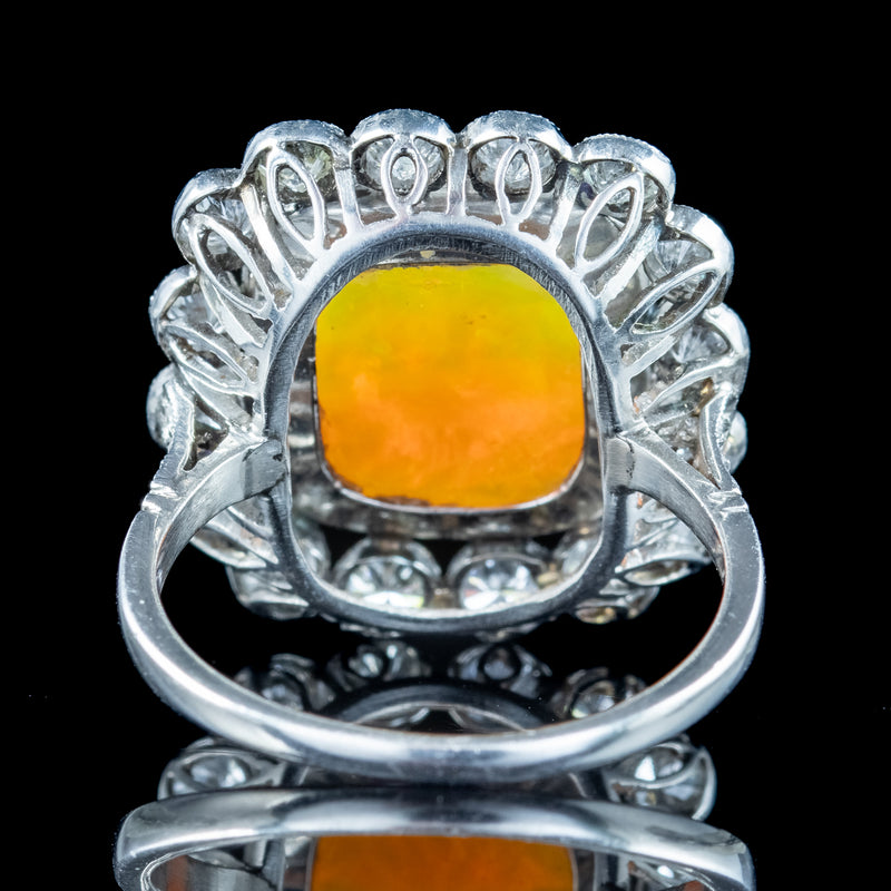 Antique Edwardian Opal Diamond Cluster Ring 6.5ct Opal 