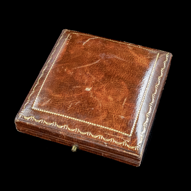 Antique Edwardian Opal Diamond Drop Earrings Platinum With Box