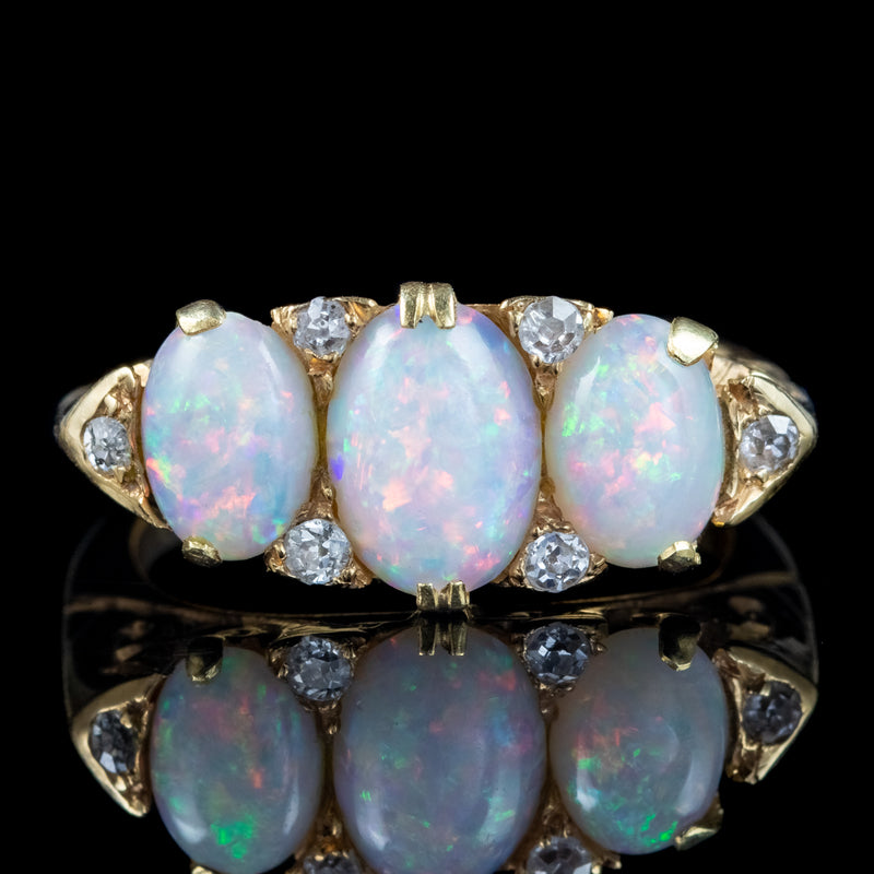 Antique Edwardian Opal Diamond Ring 2.9ct Of Opal Dated 1904