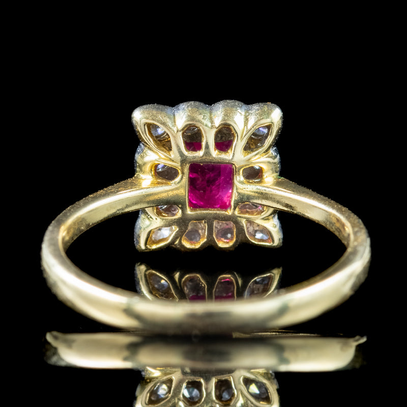 Antique Edwardian Ruby Diamond Cluster Ring 0.65ct Ruby Dated 1903