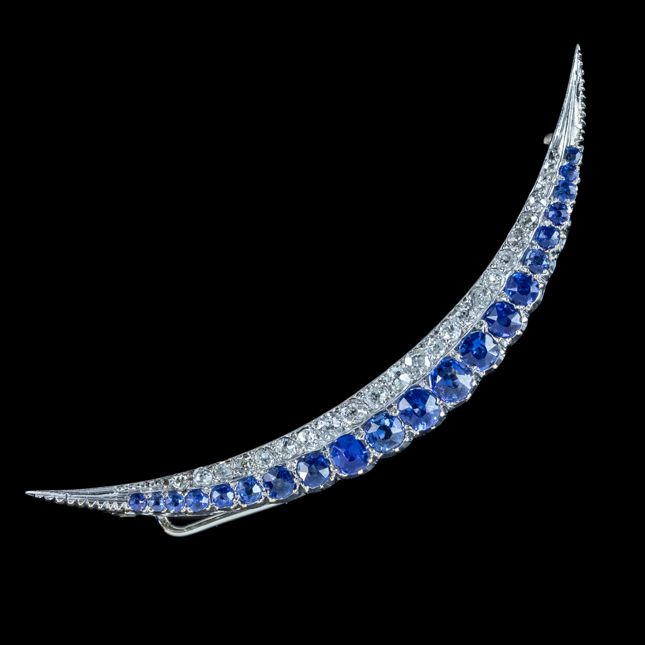 Antique Edwardian Sapphire Diamond Crescent Brooch 18ct Gold – Antique ...
