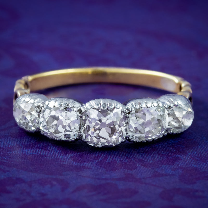 Antique Georgian Diamond Five Stone Ring 2.5ct Total